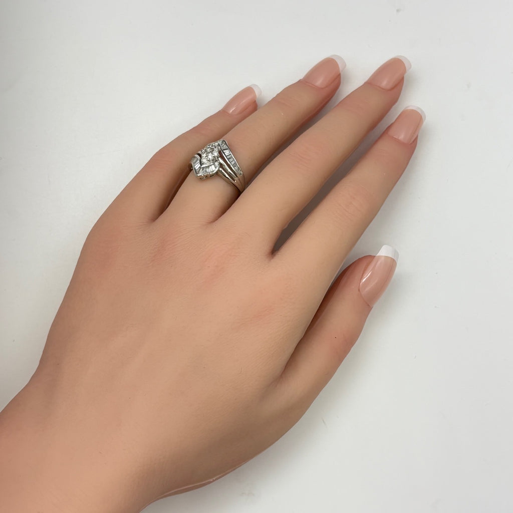 メレダイヤ デザインリング プラチナ 指輪 リング 12.5号 Pt900 ダイヤモンド レディース 【中古】nbjwl