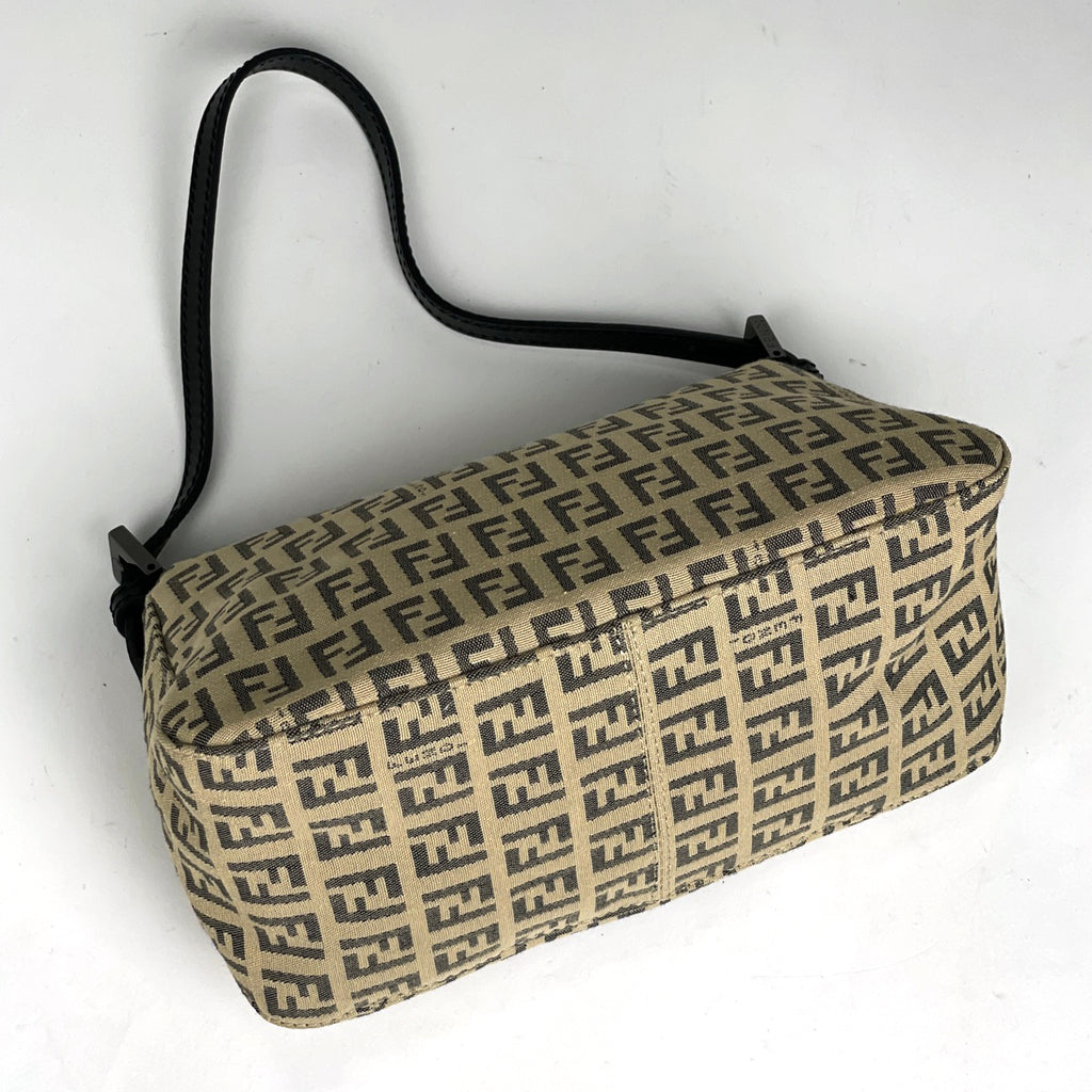フェンディ ズッキーノ柄 ワンショルダーバッグ ハンドバッグ ミニ マンマバゲット ショルダーバッグ キャンバス ベージュ 8BR180 レディース 【中古】brbag