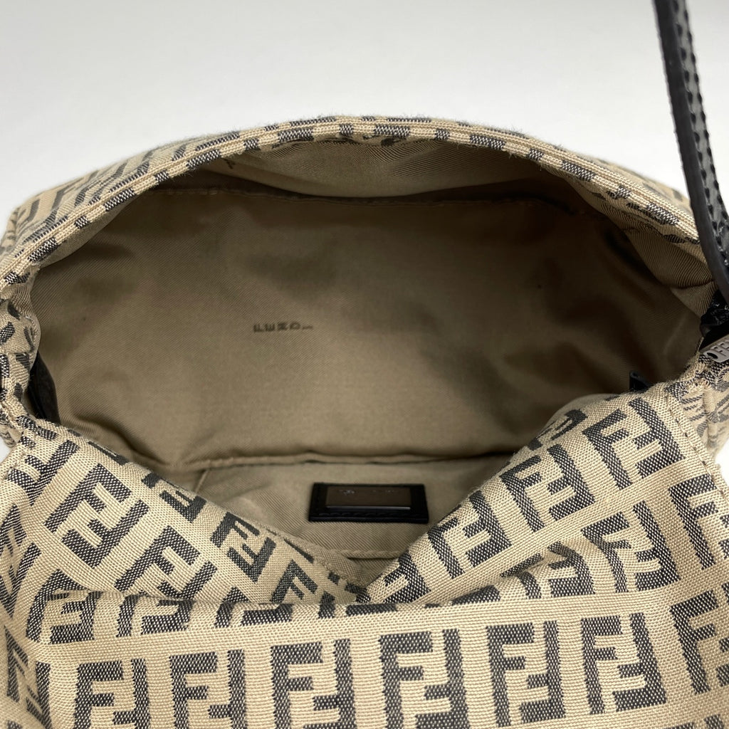 フェンディ ズッキーノ柄 ワンショルダーバッグ ハンドバッグ ミニ マンマバゲット ショルダーバッグ キャンバス ベージュ 8BR180 レディース 【中古】brbag