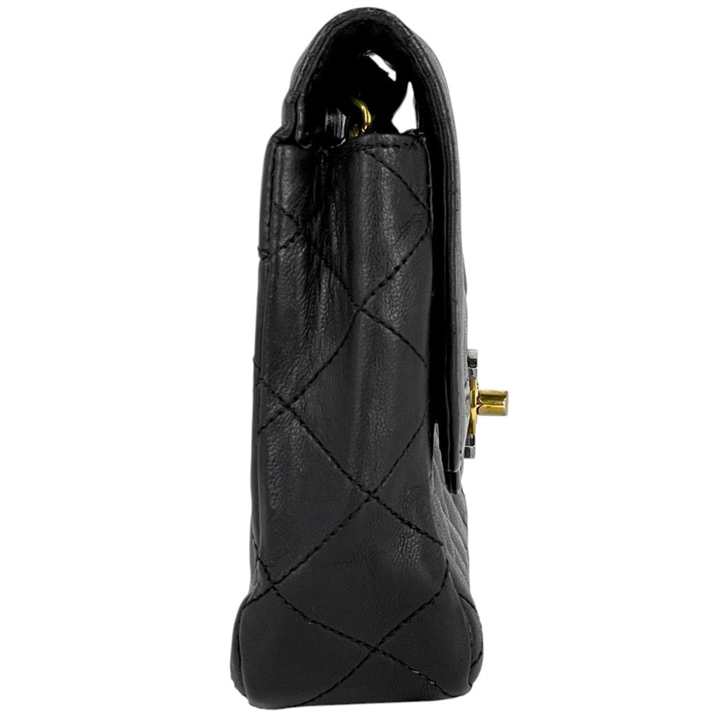 シャネル パリ限定 ミニ マトラッセ シングルフラップ チェーン ショルダーバッグ ココマーク CCマーク ショルダーバッグ レザー ブラック レディース 【中古】brbag