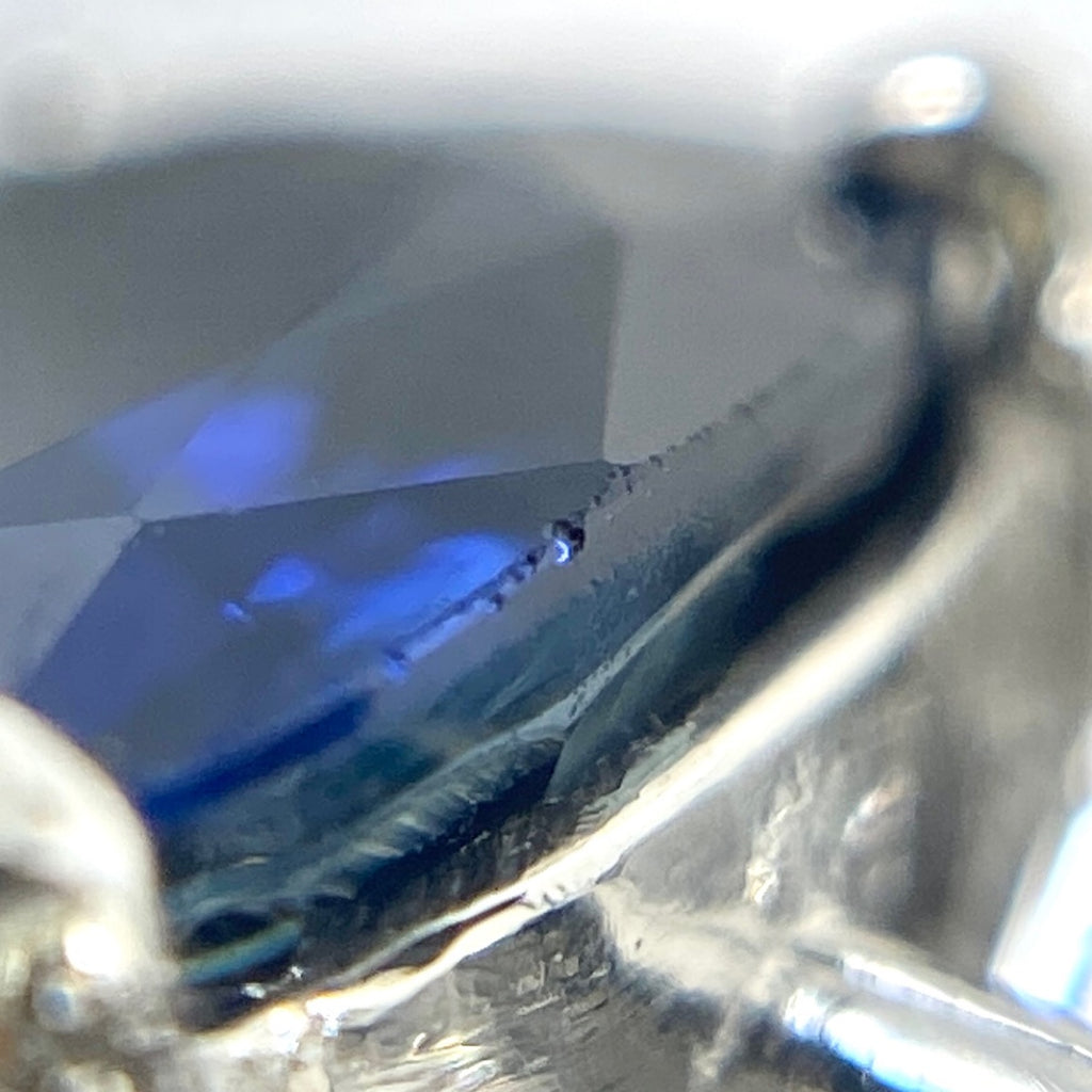 鑑別書付 サファイア リング プラチナ 指輪 メレダイヤ 7号 Pt900 ダイヤモンド レディース 【中古】nbjwl