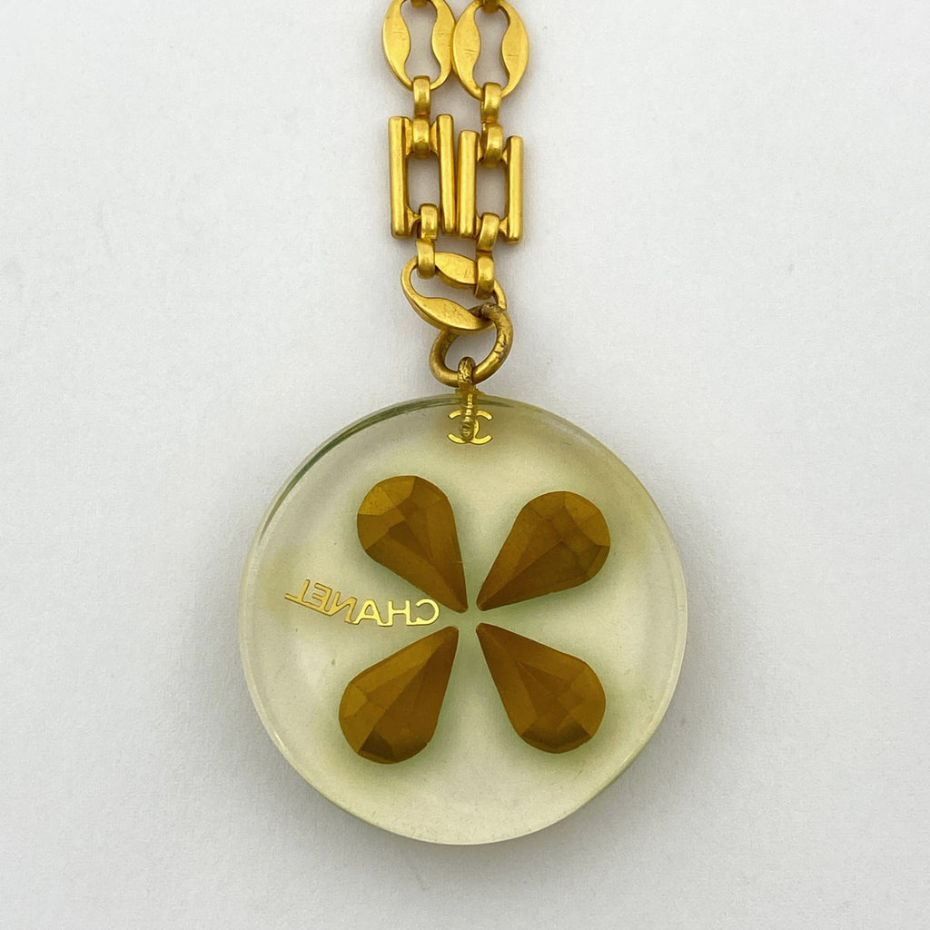 シャネル ココマーク チェーン ネックレス クローバー カラーストーン ネックレス GP プラスチック ゴールド レディース 【中古】bracc