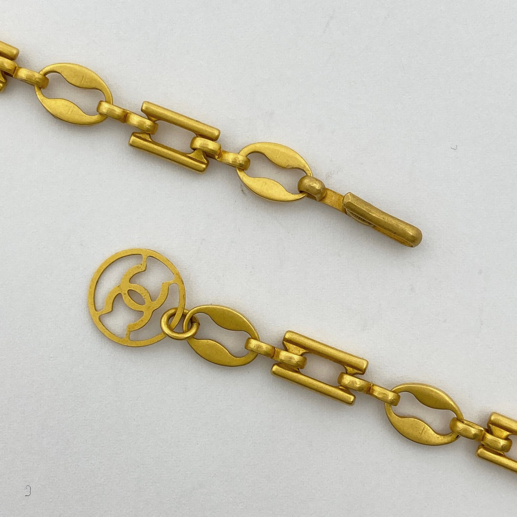 シャネル ココマーク チェーン ネックレス クローバー カラーストーン ネックレス GP プラスチック ゴールド レディース 【中古】bracc