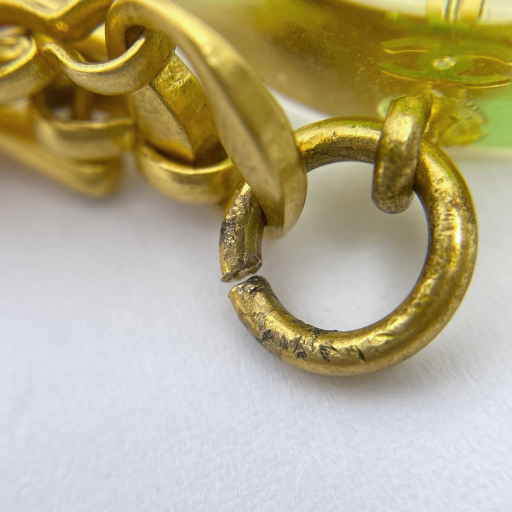 シャネル ココマーク チェーン ネックレス クローバー カラーストーン ネックレス GP プラスチック ゴールド レディース 【中古】bracc