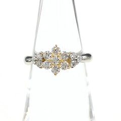 メレダイヤ デザインリング プラチナ YG イエローゴールド 指輪 リング 9号 Pt900 K18 ダイヤモンド レディース 【中古】nbjwl