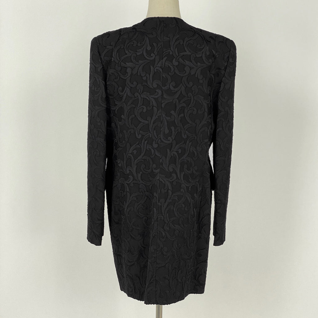 クリスチャンディオール ジャガード ノーカラージャケット コート 貝殻モチーフ アウター その他コート 絹 毛 ブラック レディース 【中古】brapp