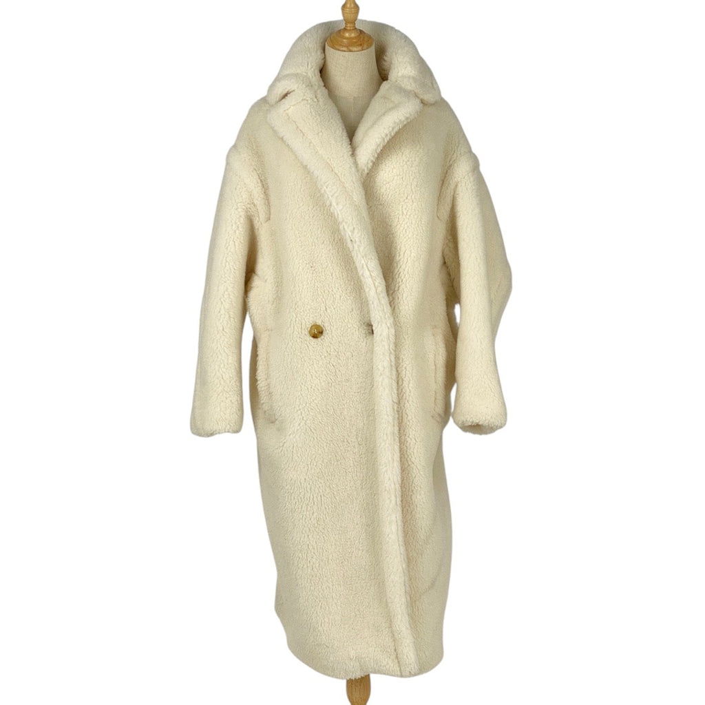 マックスマーラ テディベア アイコン コート ジャケット テーラード アウター その他コート アルパカ 毛 絹 ホワイト レディース 【中古】brapp