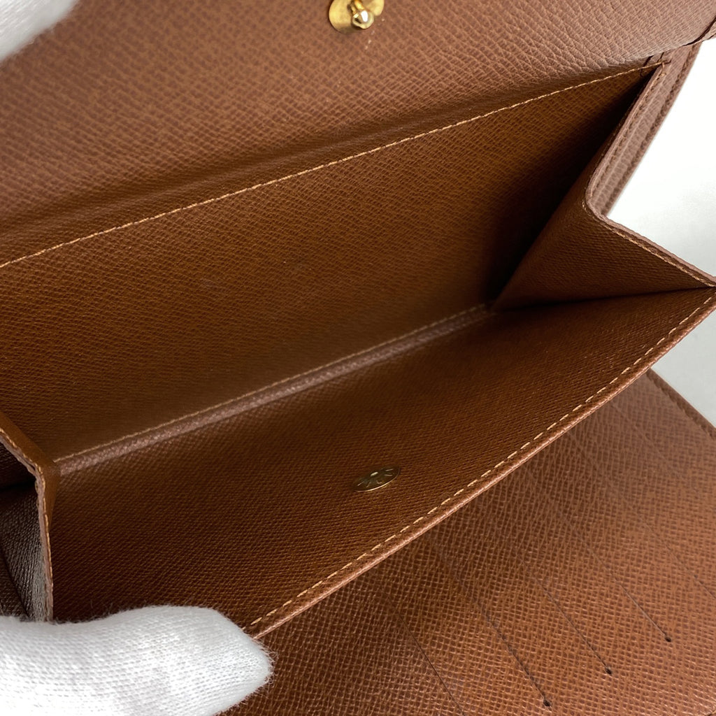 ルイ・ヴィトン ポルト トレゾール エテュイ パピエ 札入れ 小銭入れ 三つ折り財布 モノグラム ブラウン M61202 レディース 【中古】brbag