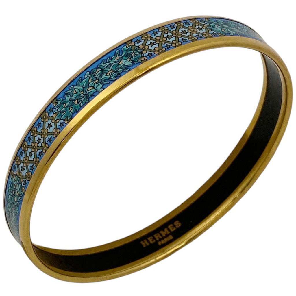 エルメス エマイユ PM 腕輪 七宝焼き バングル GP ゴールド ブルー レディース 【中古】bracc