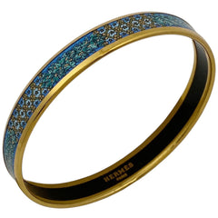 エルメス エマイユ PM 腕輪 七宝焼き バングル GP ゴールド ブルー レディース 【中古】bracc