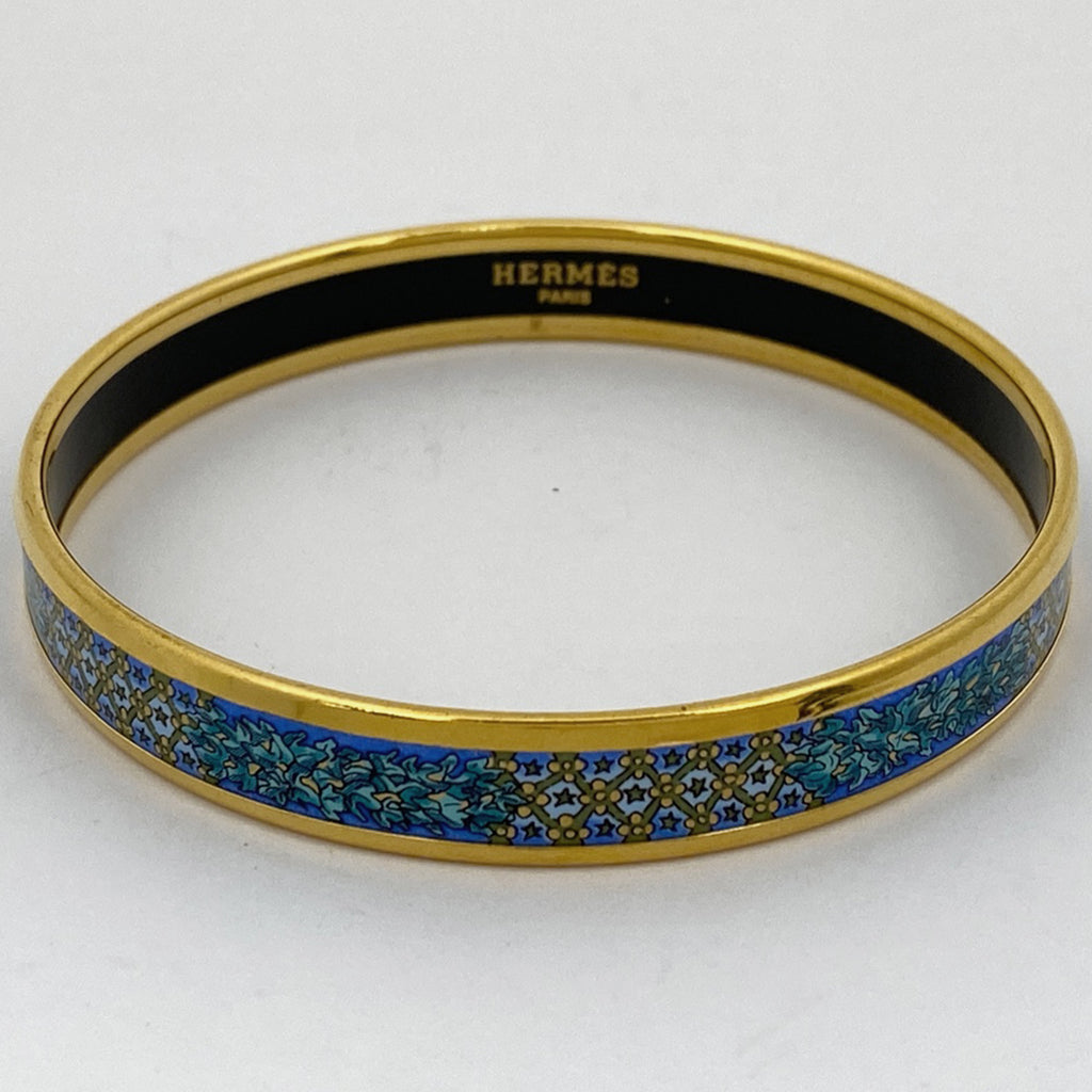 エルメス エマイユ PM 腕輪 七宝焼き バングル GP ゴールド ブルー レディース 【中古】bracc