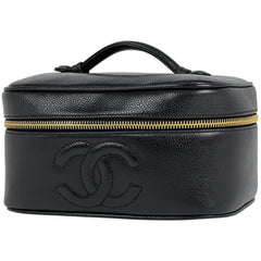 シャネル ココマーク バニティバッグ メイク 小物入れ 化粧ポーチ キャビアスキン ブラック レディース 【中古】brbag