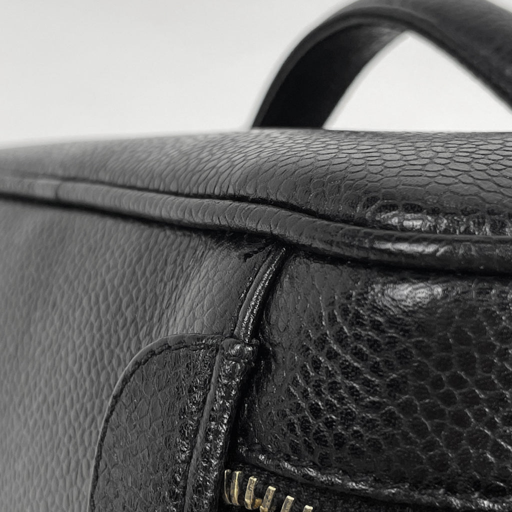 シャネル ココマーク バニティバッグ メイク 小物入れ 化粧ポーチ キャビアスキン ブラック レディース 【中古】brbag