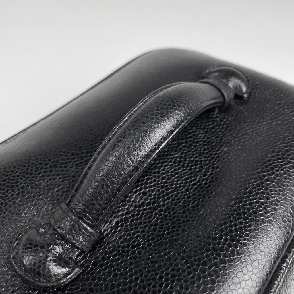 シャネル ココマーク バニティバッグ メイク 小物入れ 化粧ポーチ キャビアスキン ブラック レディース 【中古】brbag