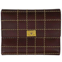 シャネル ココマーク 長財布 ワイルドステッチ CC 三つ折り財布 レザー ボルドー レディース 【中古】brbag