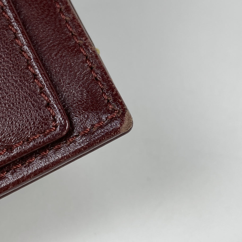 シャネル ココマーク 長財布 ワイルドステッチ CC 三つ折り財布 レザー ボルドー レディース 【中古】brbag