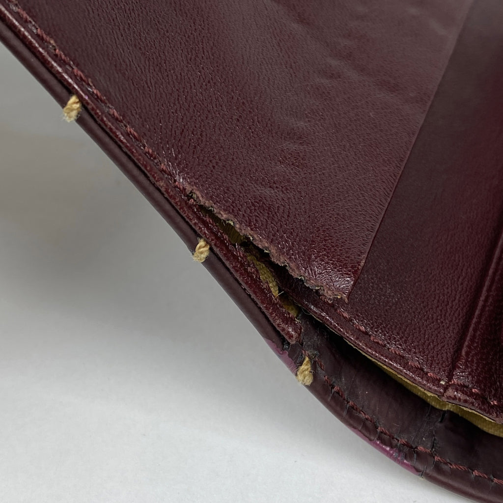 シャネル ココマーク 長財布 ワイルドステッチ CC 三つ折り財布 レザー ボルドー レディース 【中古】brbag