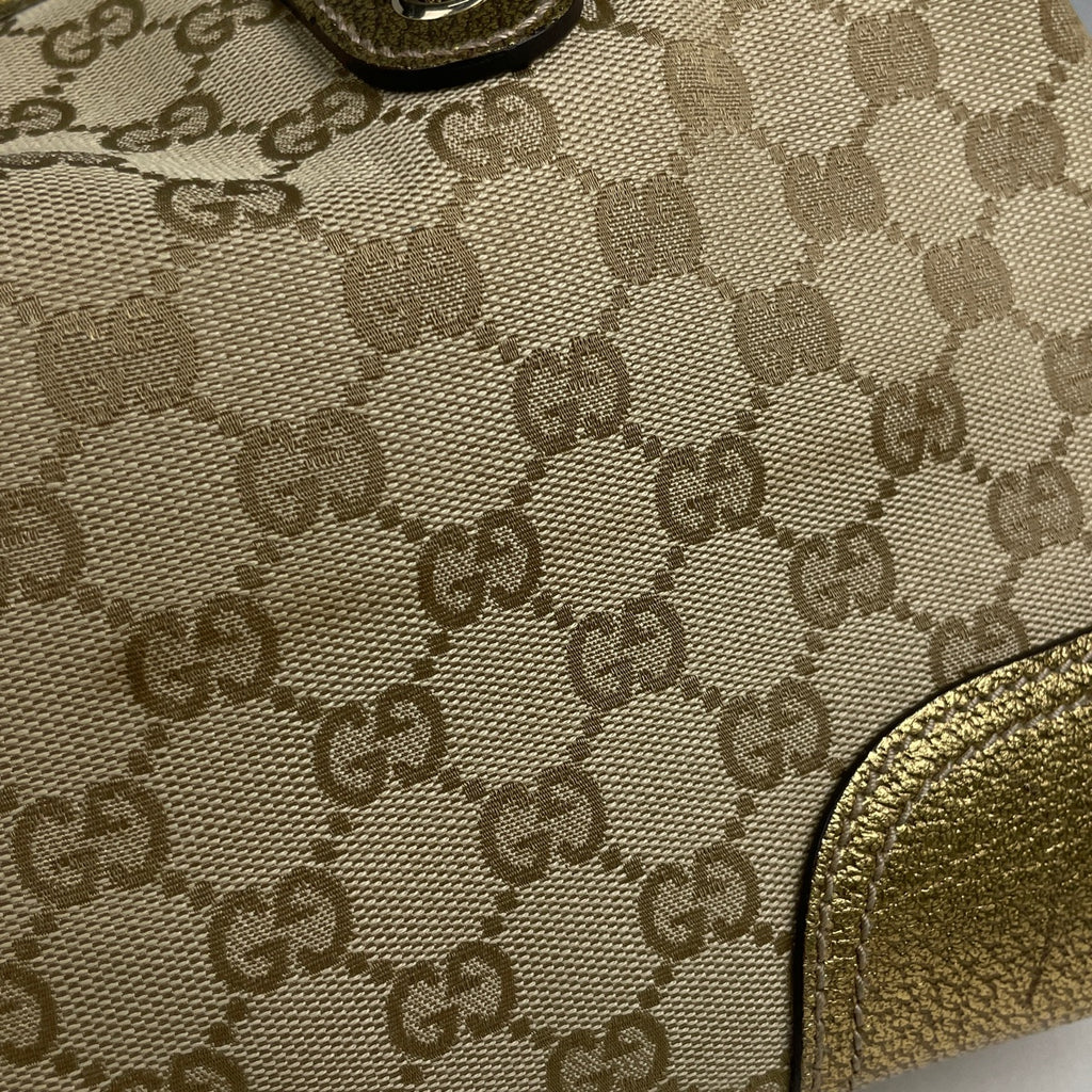 グッチ プリンシー トートバッグ ショルダーバッグ リボン トートバッグ GGキャンバス ベージュ ゴールド 163805 レディース 【中古】brbag