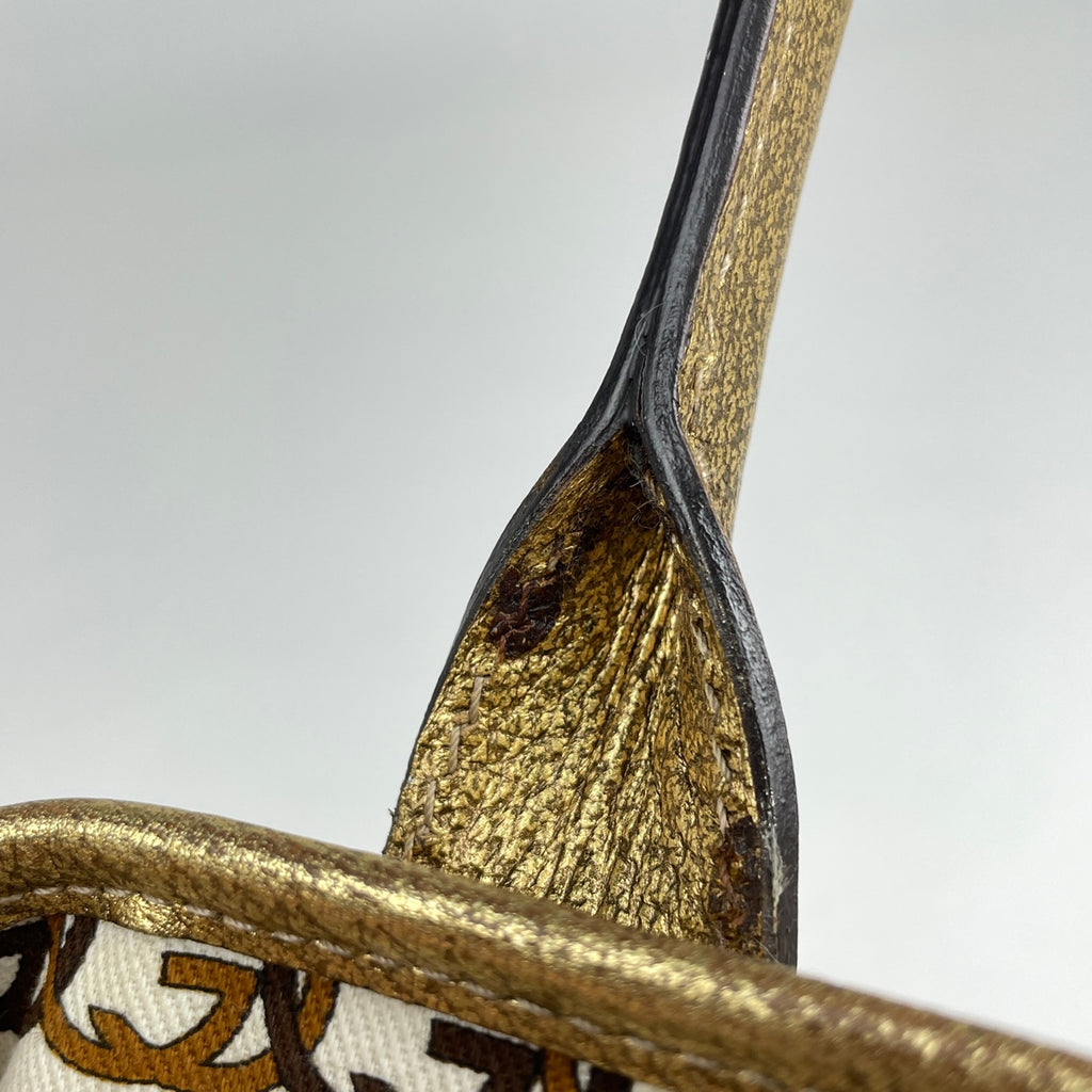 グッチ プリンシー トートバッグ ショルダーバッグ リボン トートバッグ GGキャンバス ベージュ ゴールド 163805 レディース 【中古】brbag