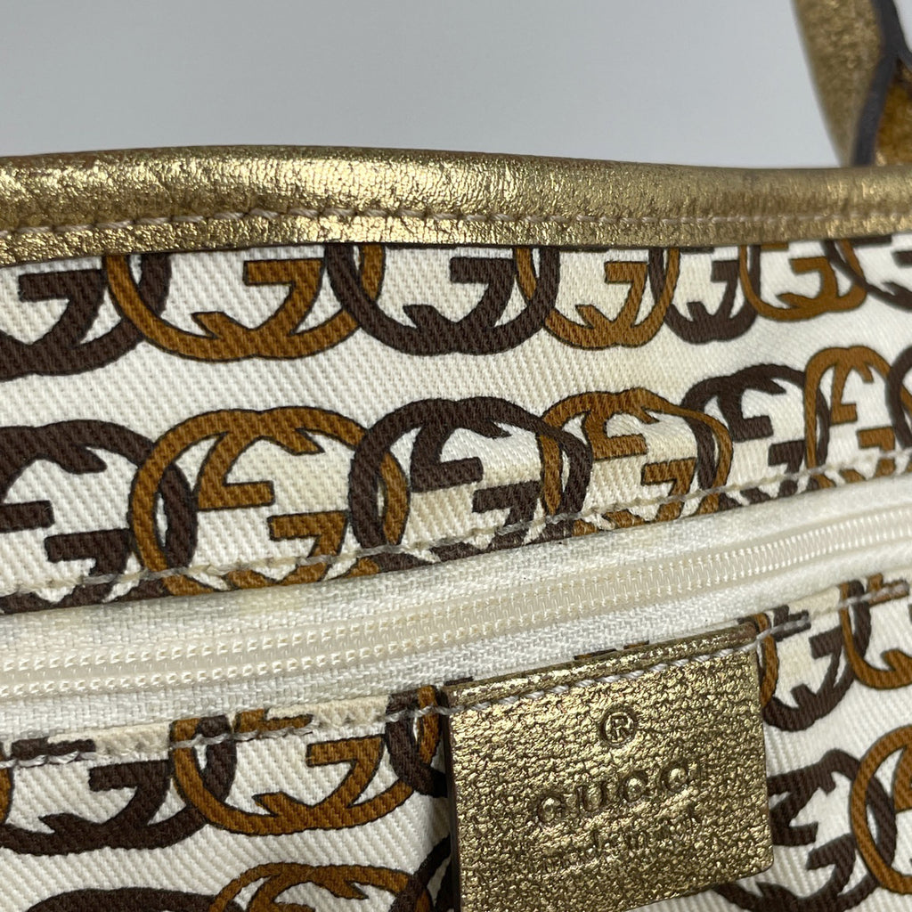 グッチ プリンシー トートバッグ ショルダーバッグ リボン トートバッグ GGキャンバス ベージュ ゴールド 163805 レディース 【中古】brbag