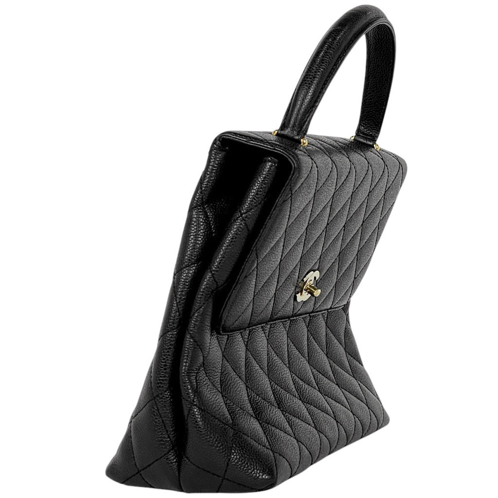 シャネル ココマーク ハンドバッグ マトラッセ ハンドバッグ キャビアスキン ブラック A12397 レディース 【中古】brbag