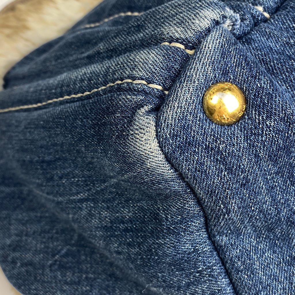 プラダ カナパ トート フェイクファー ハンドバッグ トートバッグ デニム ブルー ベージュ BN2182 レディース 【中古】brbag