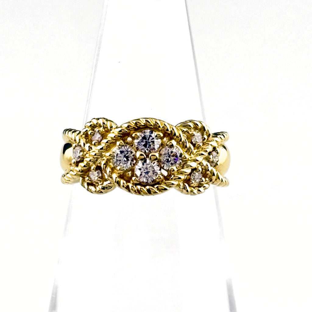 メレダイヤ デザインリング YG イエローゴールド 指輪 リング 10.5号 K18 ダイヤモンド レディース 【中古】nbjwl