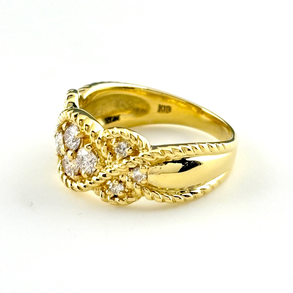 メレダイヤ デザインリング YG イエローゴールド 指輪 リング 10.5号 K18 ダイヤモンド レディース 【中古】nbjwl