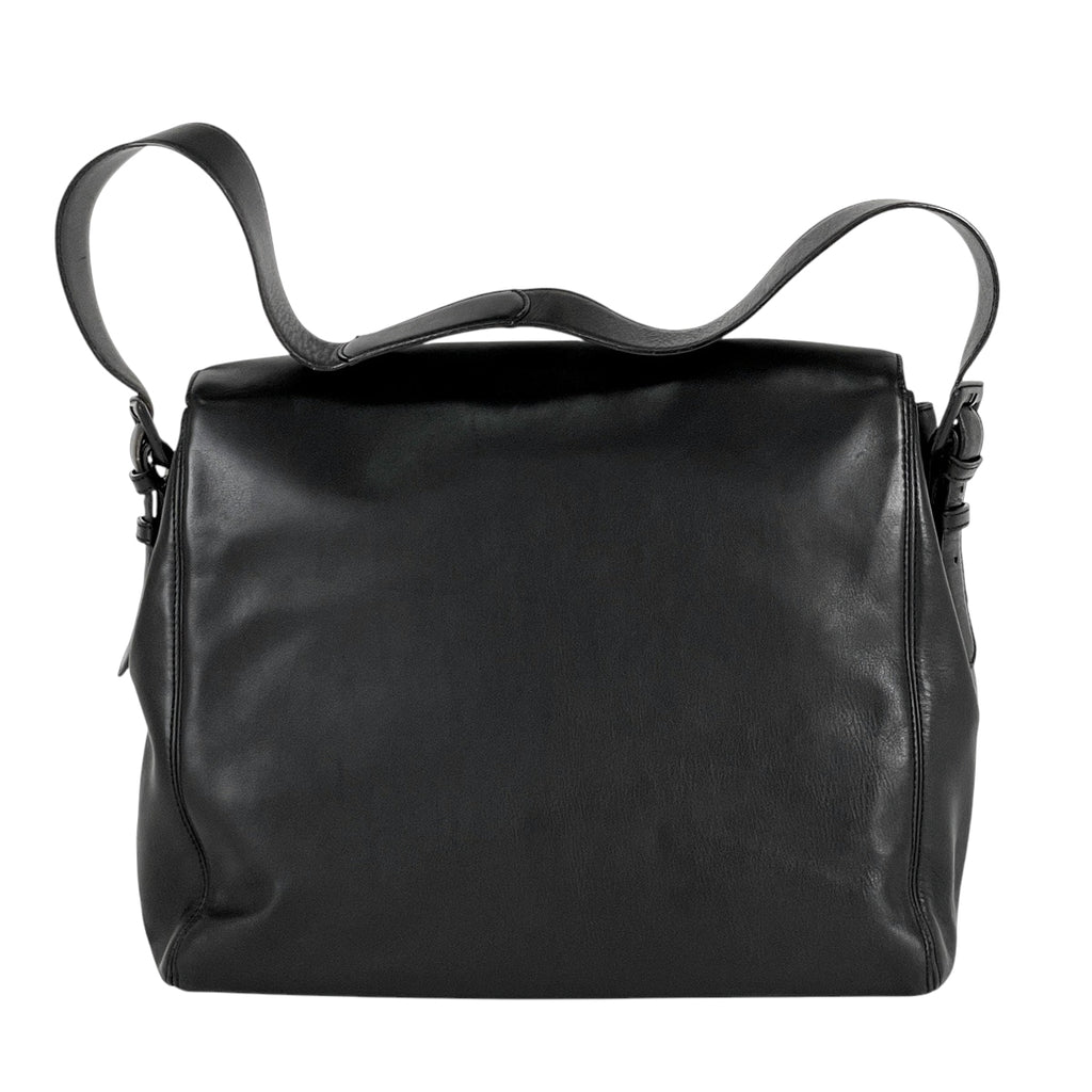 シャネル ロゴ ショルダーバッグ レザー ブラック レディース 【中古】brbag