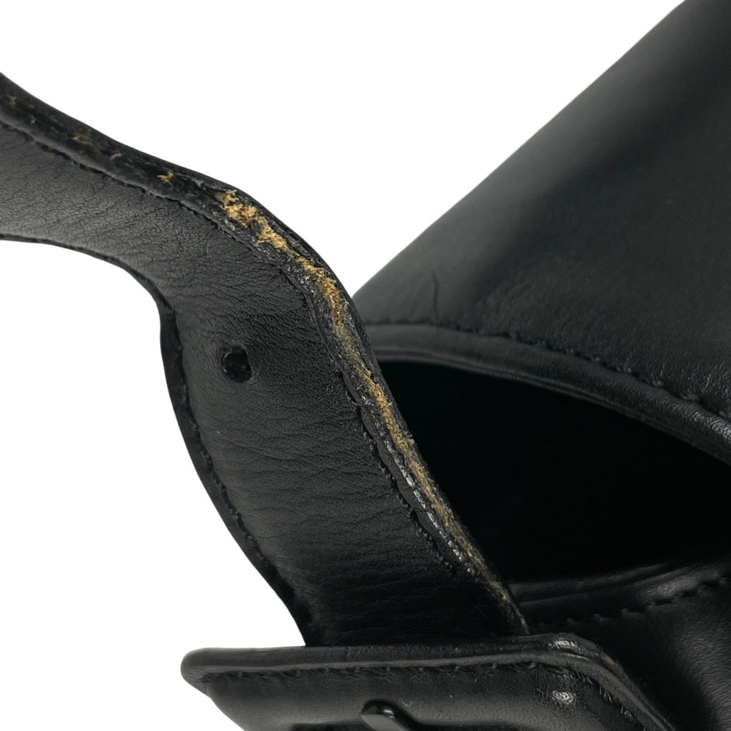 シャネル ロゴ ショルダーバッグ レザー ブラック レディース 【中古】brbag