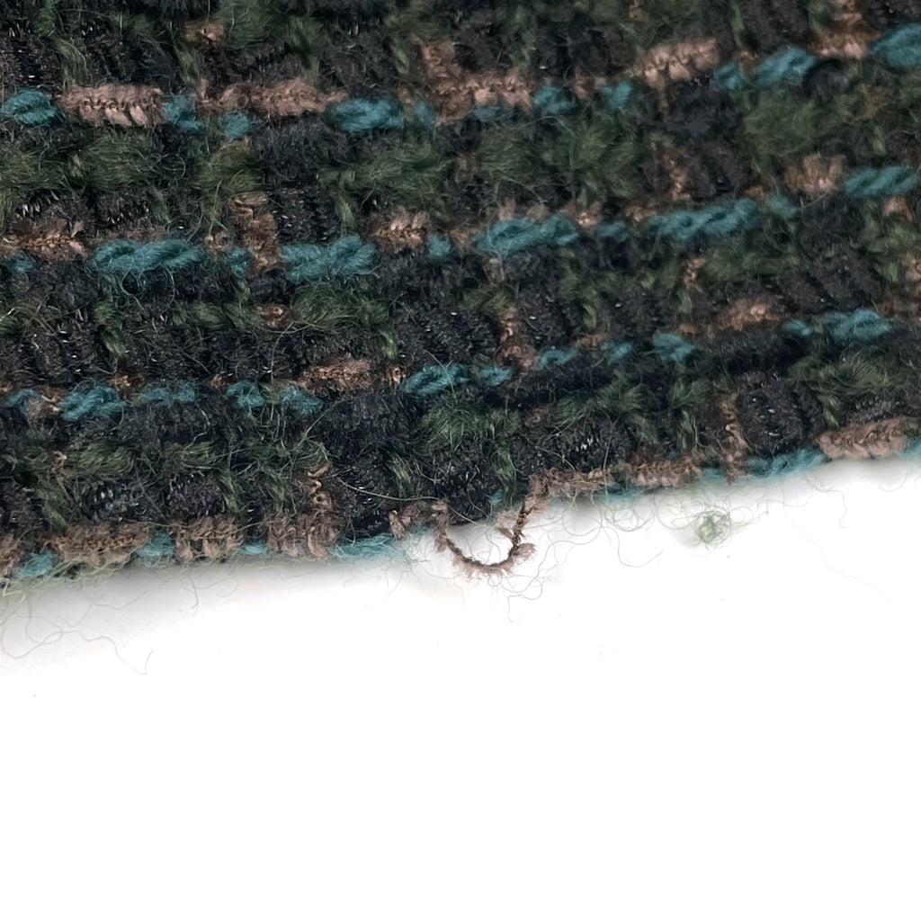 シャネル ツイード セットアップ ココマークボタン ノーカラー 98A マフラー付き セットアップ スカートスーツ グリーン ブラウン レディース 【中古】brapp