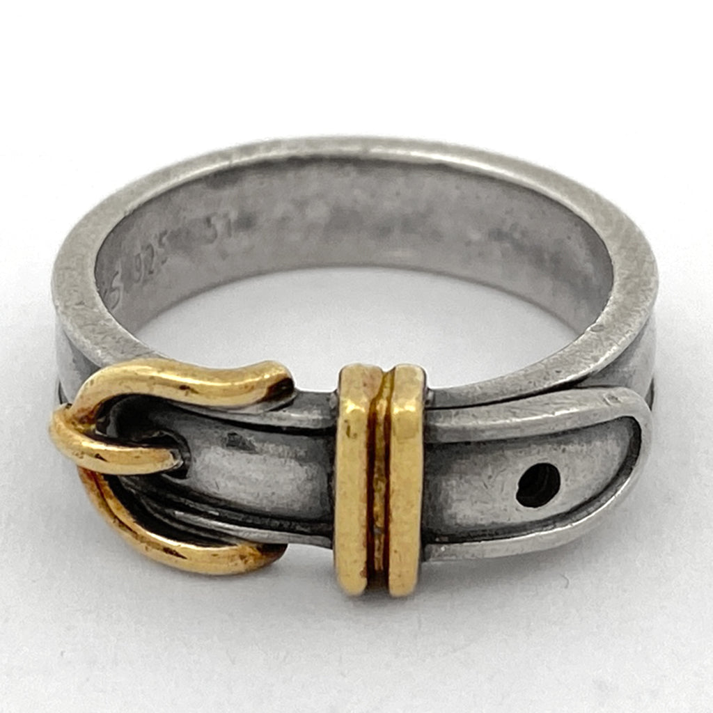 エルメス サンチュール リング 指輪 ベルトモチーフ リング 10号 シルバー925 シルバー ゴールド レディース 【中古】bracc