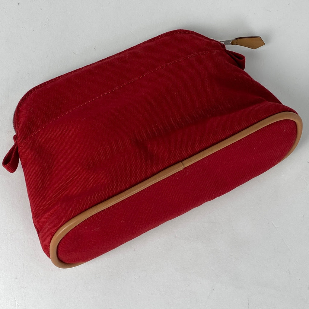 エルメス ボリード ポーチ PM Hロゴ 化粧ポーチ キャンバス レッド レディース 【中古】brbag