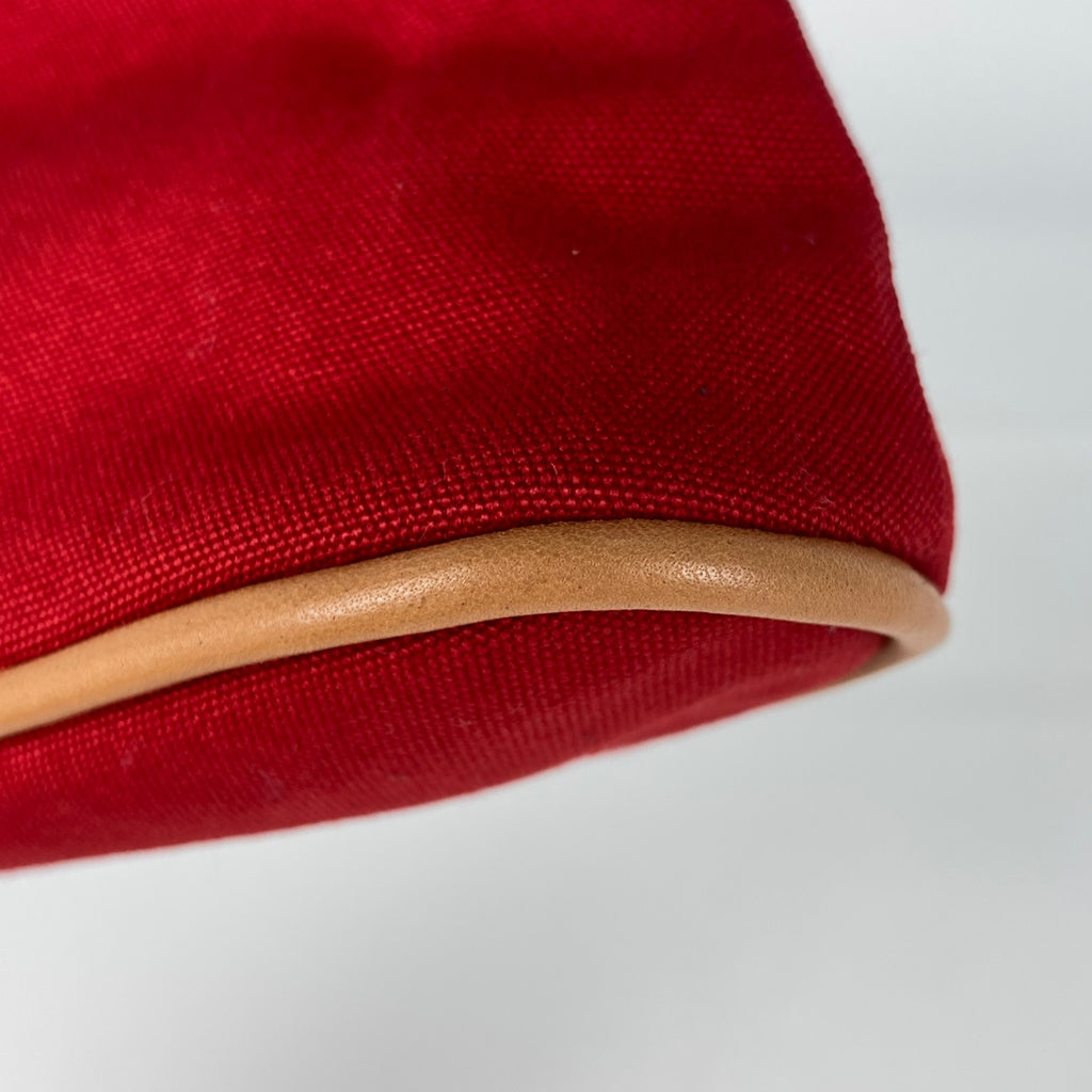 エルメス ボリード ポーチ PM Hロゴ 化粧ポーチ キャンバス レッド レディース 【中古】brbag