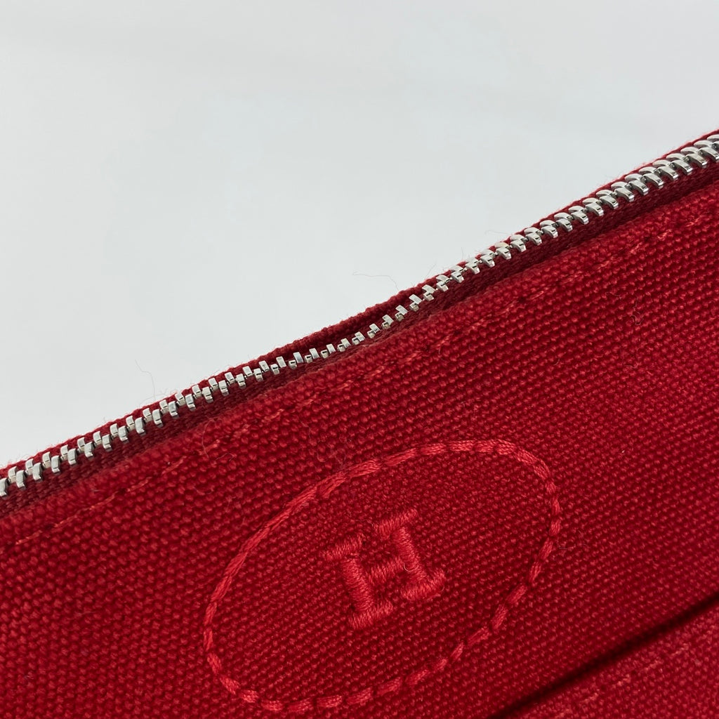 エルメス ボリード ポーチ PM Hロゴ 化粧ポーチ キャンバス レッド レディース 【中古】brbag