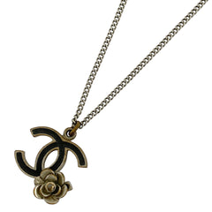 シャネル ココマーク ネックレス カメリア ネックレス シルバーメッキ シルバー ブラック レディース 【中古】bracc