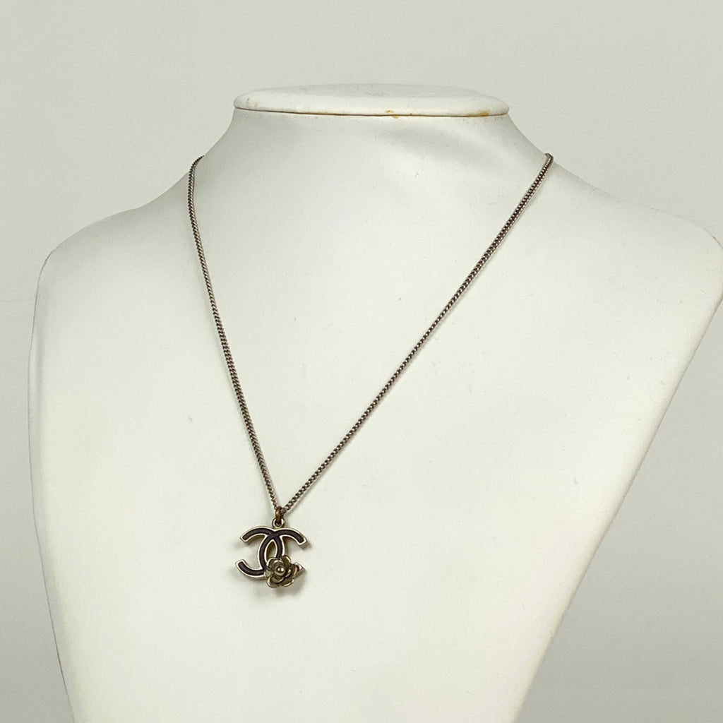 シャネル ココマーク ネックレス カメリア ネックレス シルバーメッキ シルバー ブラック レディース 【中古】bracc