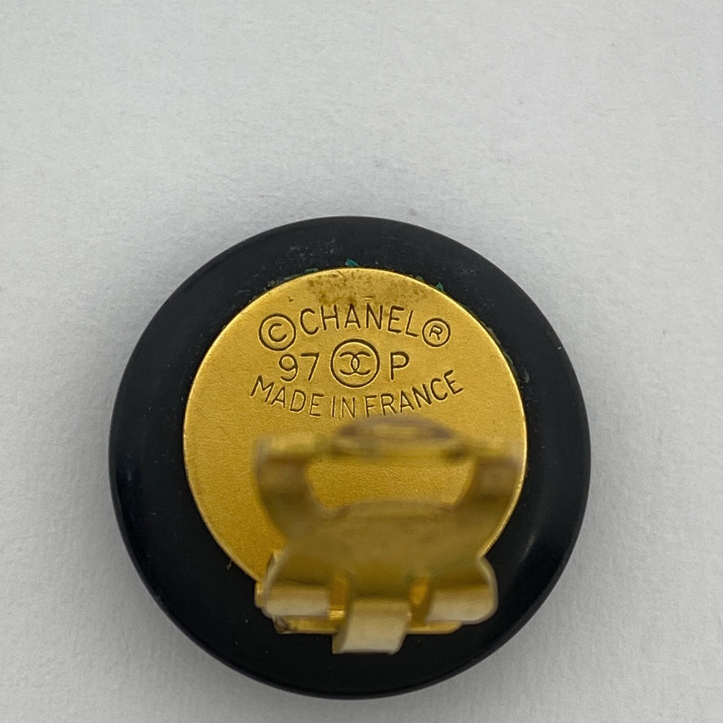 シャネル ココマーク ラウンド イヤリング 丸型 イヤリング GP プラスチック ゴールド ブラック レディース 【中古】bracc