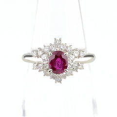 鑑別書付 ルビー リング プラチナ 指輪 メレダイヤ 9.5号 Pt900 ダイヤモンド レディース 【中古】nbjwl