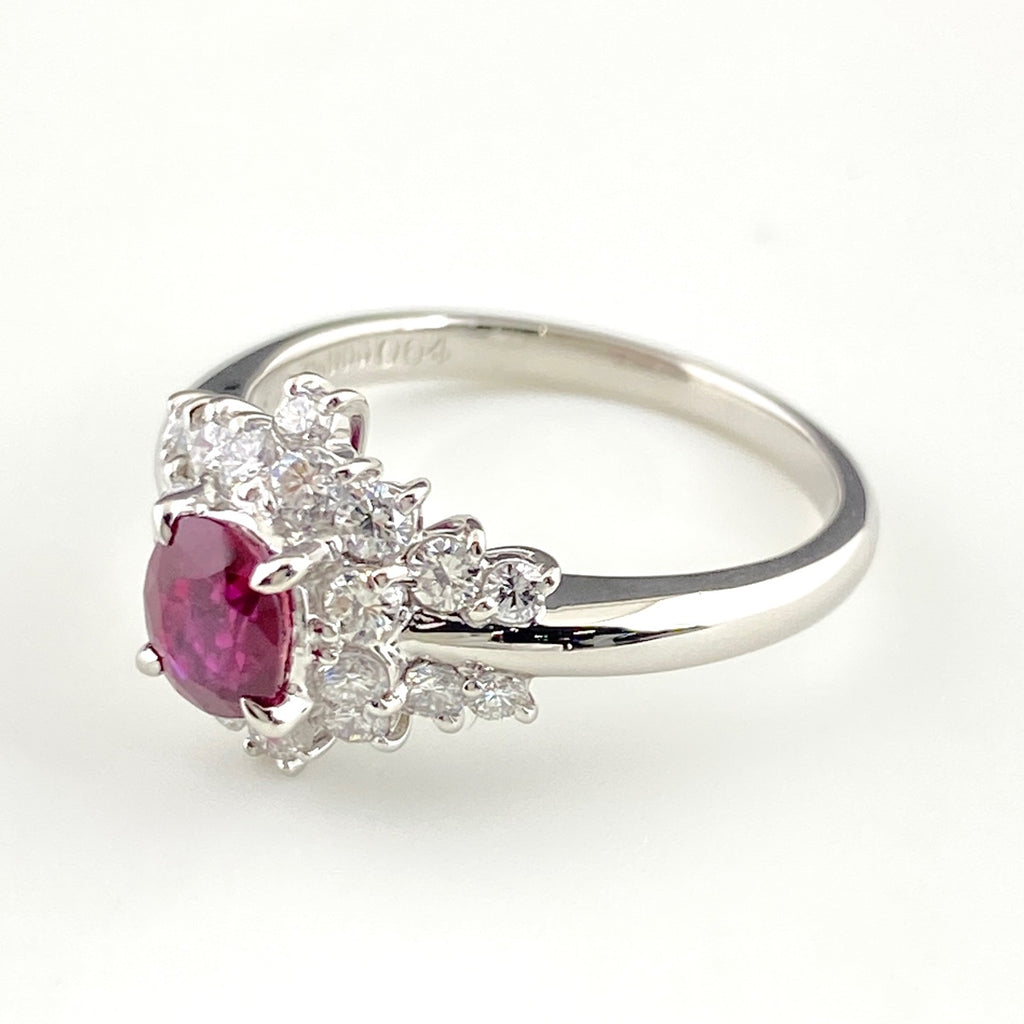 鑑別書付 ルビー リング プラチナ 指輪 メレダイヤ 9.5号 Pt900 ダイヤモンド レディース 【中古】nbjwl