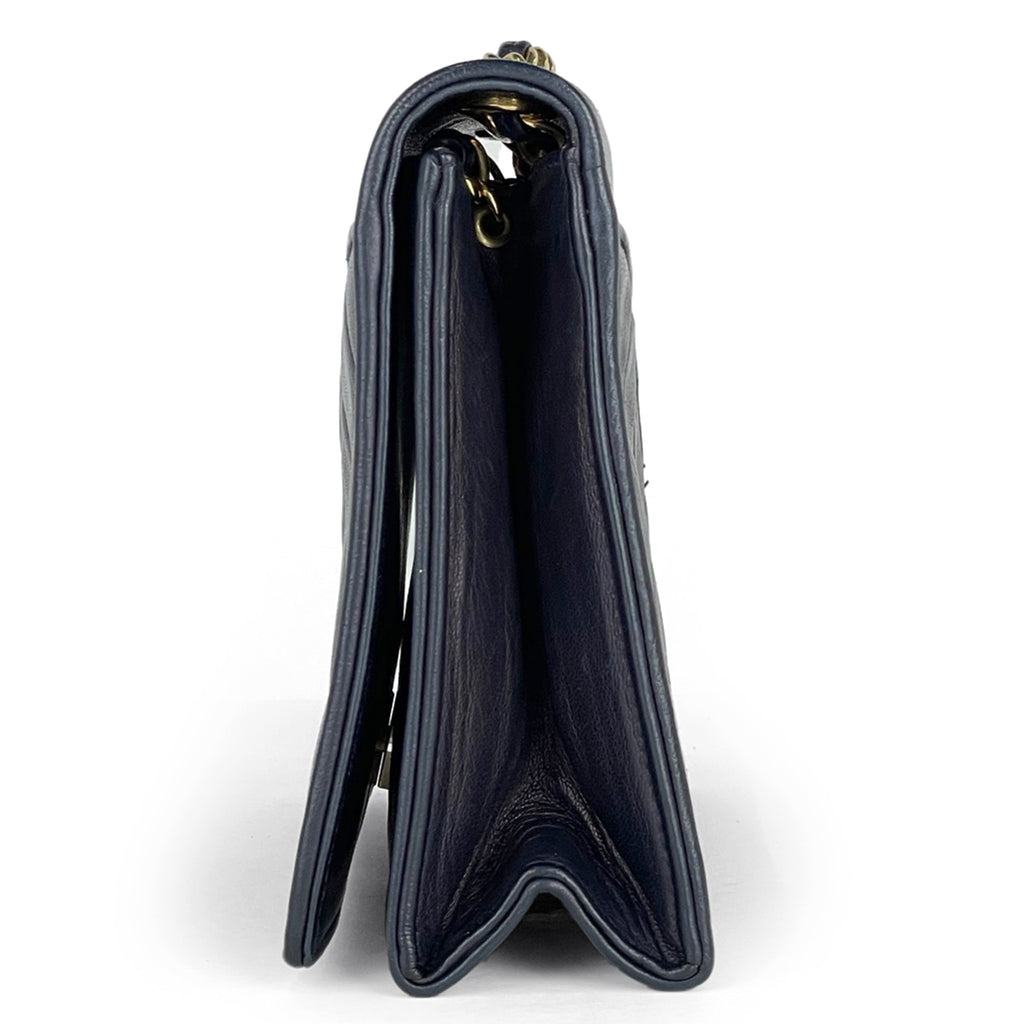 シャネル ココマーク チェーン ショルダーバッグ マトラッセ ショルダーバッグ レザー ネイビー レディース 【中古】brbag