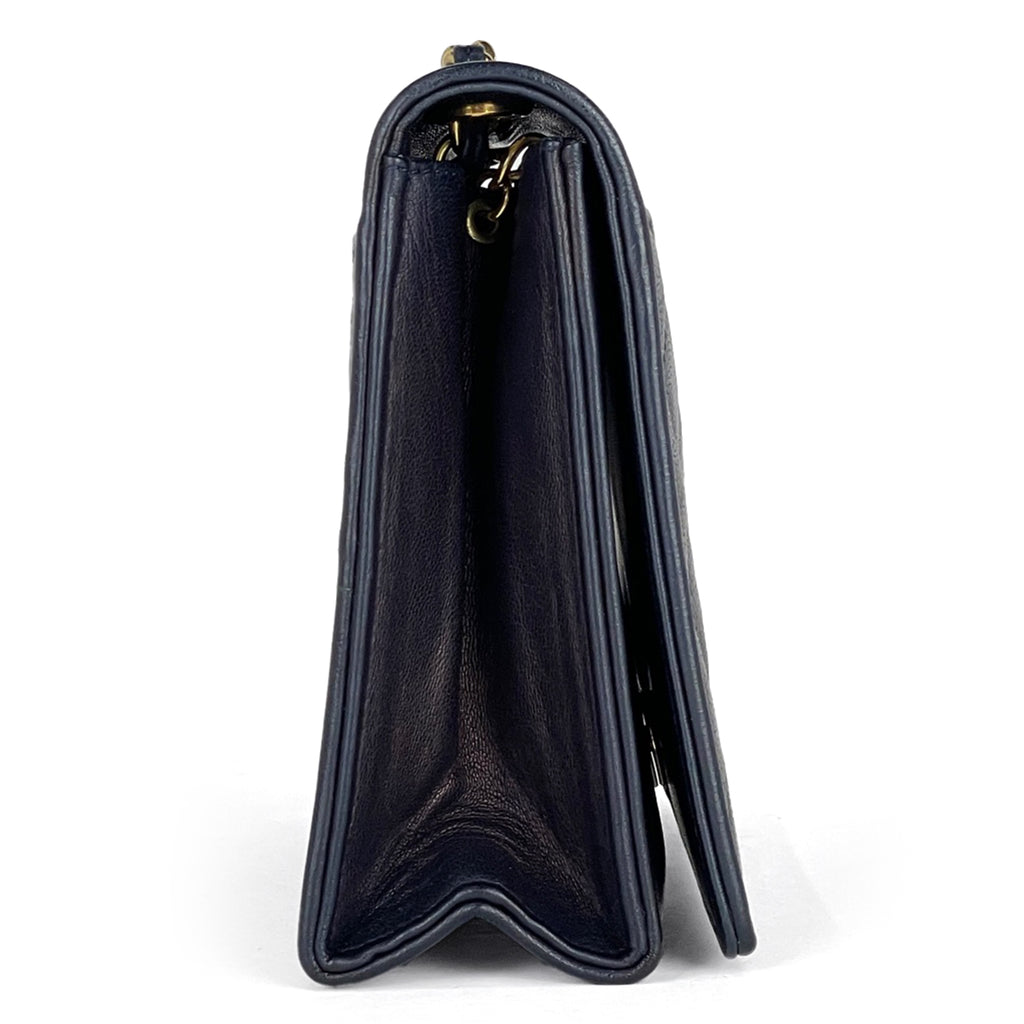 シャネル ココマーク チェーン ショルダーバッグ マトラッセ ショルダーバッグ レザー ネイビー レディース 【中古】brbag