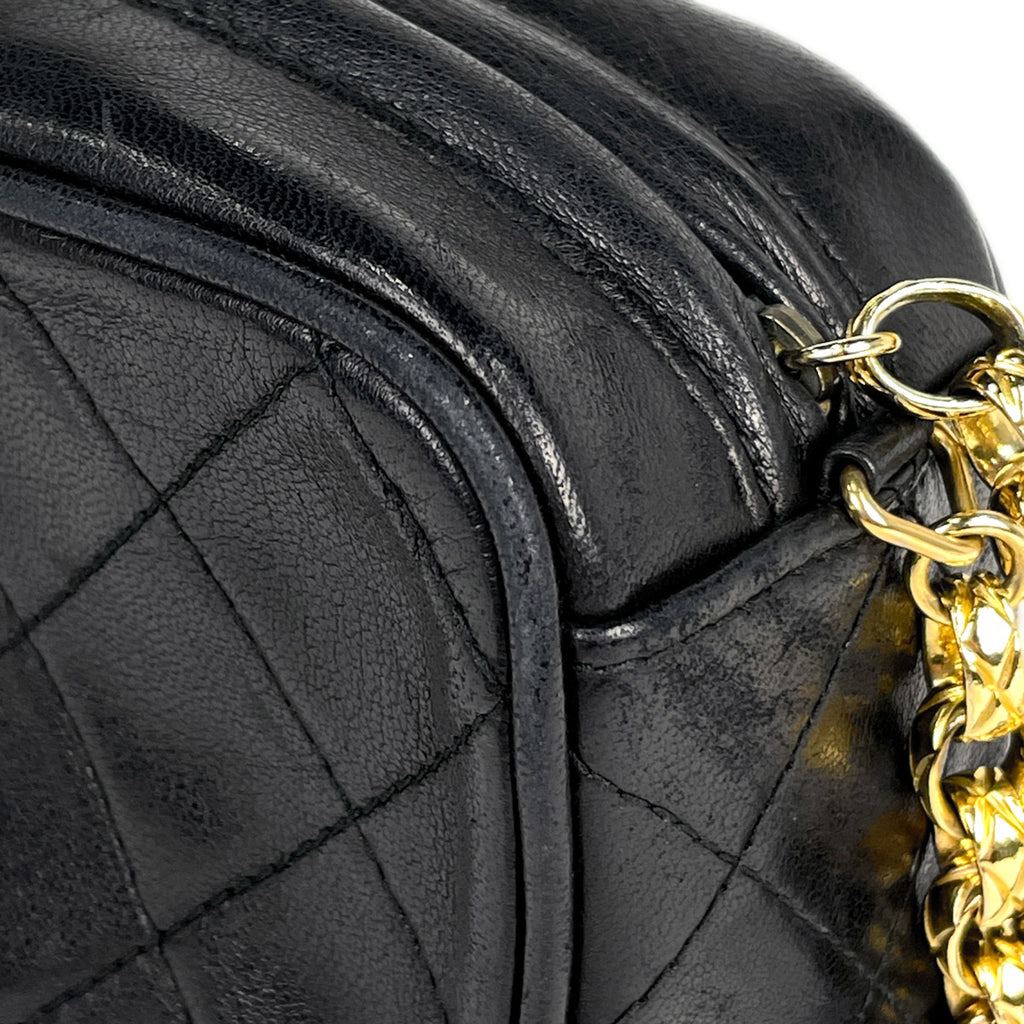 シャネル ココマーク フリンジ チェーン ショルダーバッグ マトラッセ タッセル ショルダーバッグ レザー ブラック レディース 【中古】brbag