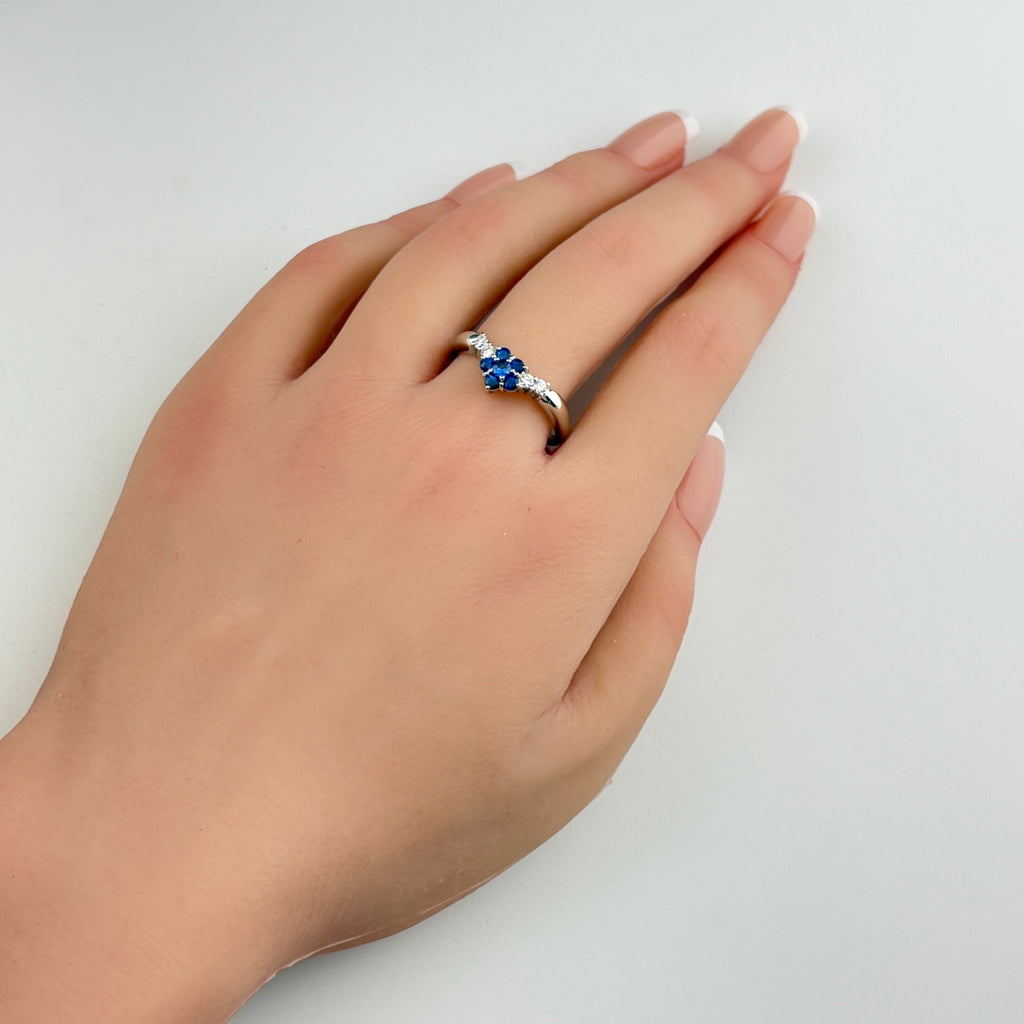 フラワーモチーフ デザインリング プラチナ 指輪 メレダイヤ 花 サファイア リング 21号 Pt900 サファイア ダイヤモンド メンズ ノンブランドジュエリー 【中古】nbjwl