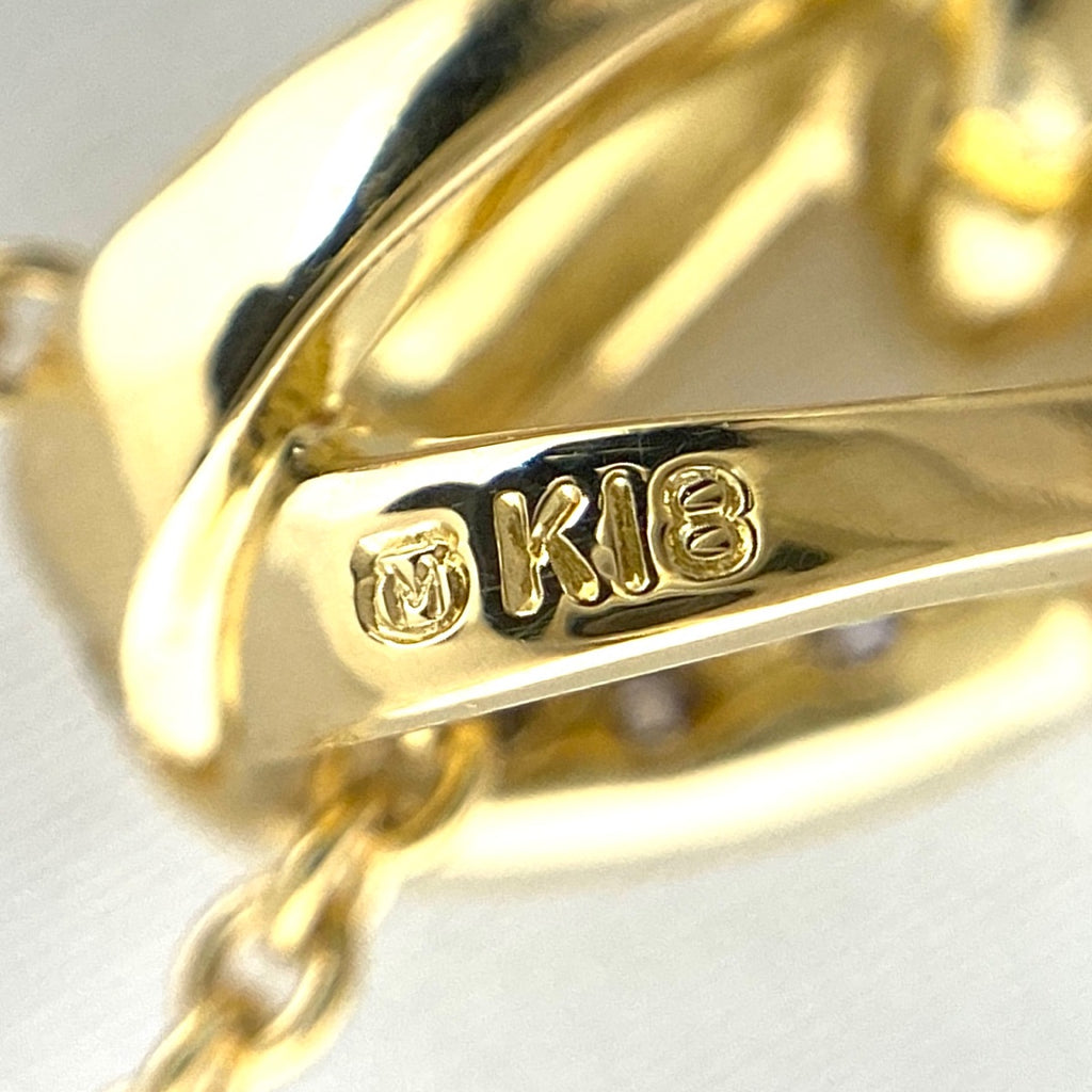 ミキモト パール デザインネックレス YG イエローゴールド ペンダント メレダイヤ 真珠 ネックレス K18 パール ダイヤモンド レディース 【中古】brjwl