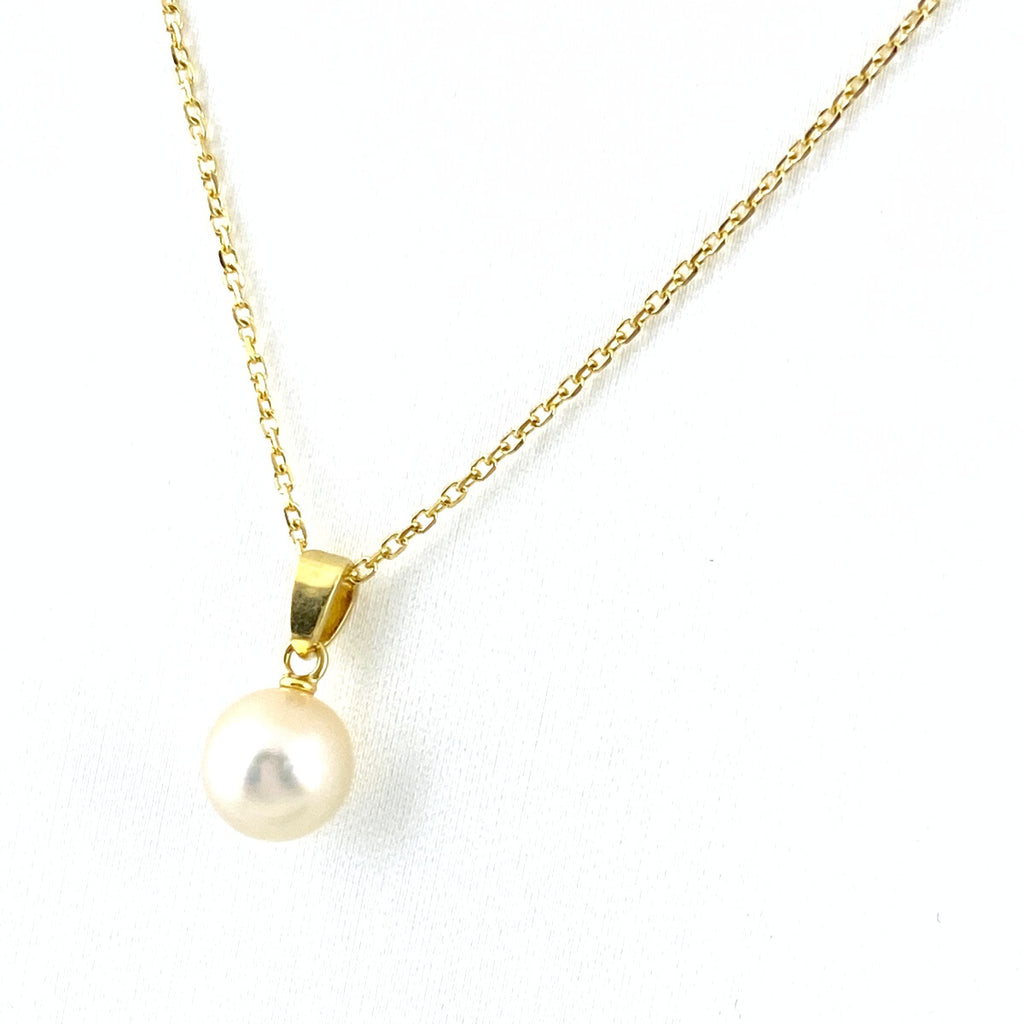 ミキモト パール デザインネックレス YG イエローゴールド ペンダント 真珠 ネックレス K18 パール レディース 【中古】brjwl