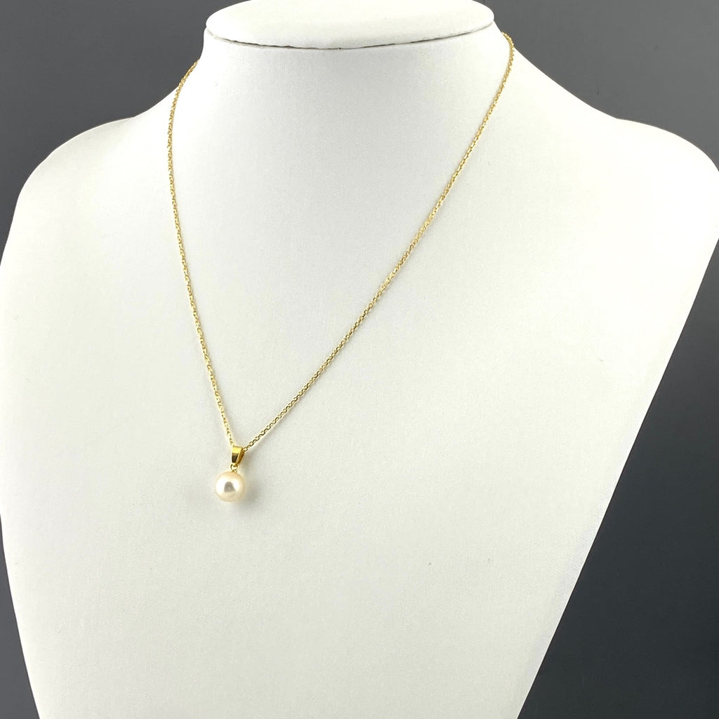 ミキモト パール デザインネックレス YG イエローゴールド ペンダント 真珠 ネックレス K18 パール レディース 【中古】brjwl