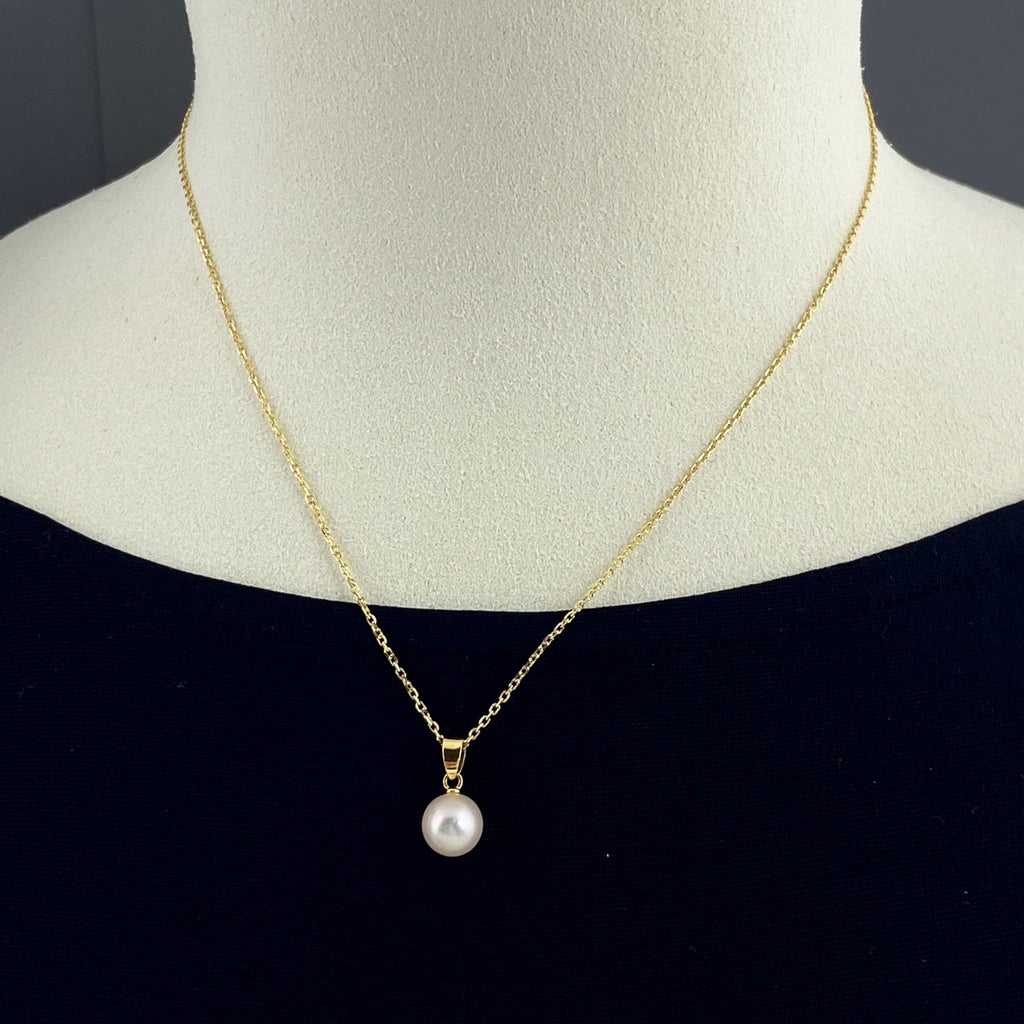 ミキモト パール デザインネックレス YG イエローゴールド ペンダント 真珠 ネックレス K18 パール レディース 【中古】brjwl