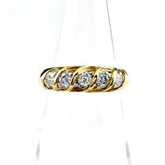 メレダイヤ デザインリング YG イエローゴールド プラチナ 指輪 リング 13.5号 K18 Pt900 ダイヤモンド レディース 【中古】nbjwl