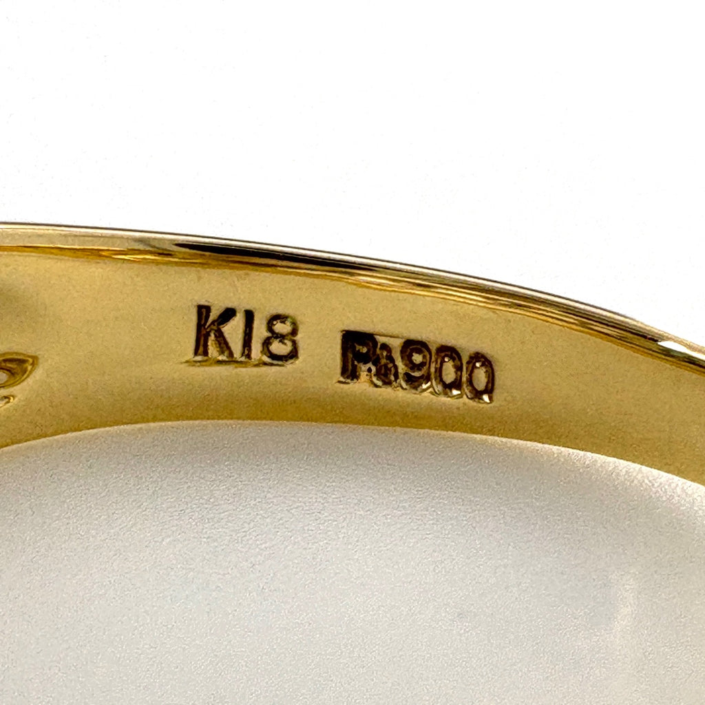 メレダイヤ デザインリング YG イエローゴールド プラチナ 指輪 リング 13.5号 K18 Pt900 ダイヤモンド レディース 【中古】nbjwl